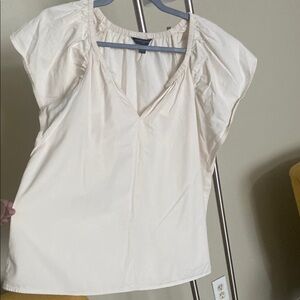 Banana Republic Cream Flutter Sleeve Blouse